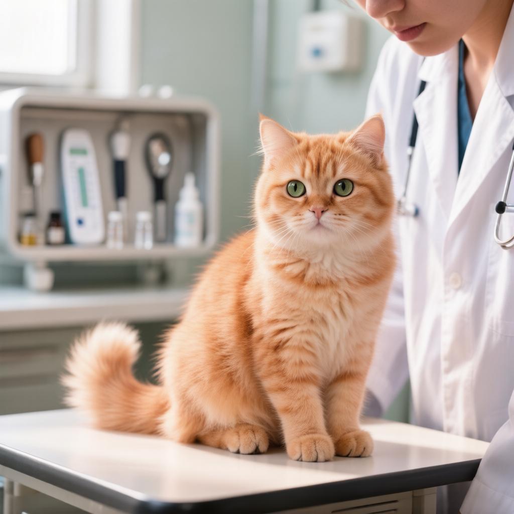 Котик проходит осмотр у ветеринара